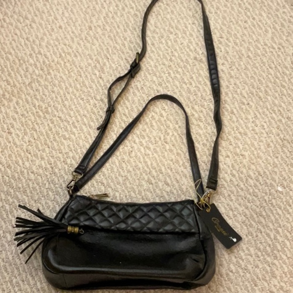 crossi Elegant Black Quilted Crossbody Bag
